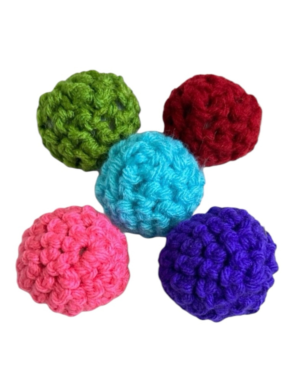 Hand Crafted Colorful Crochet Cat Toys Set of 5 Yarn Potent Catnip Interactive